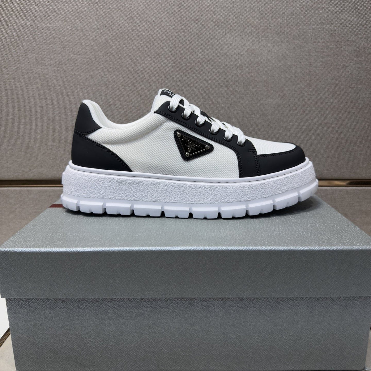 Prada Men's Paneled Low-Top Sneakers — side