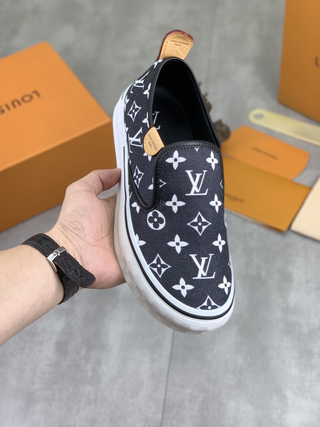 Louis Vuitton Monogram Slip-On Sneakers — model