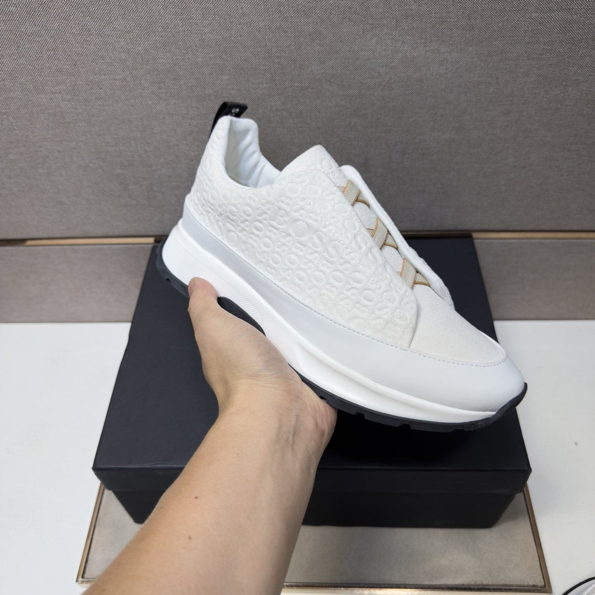 BOSS Patterned Slip-On-Style Sneakers — model