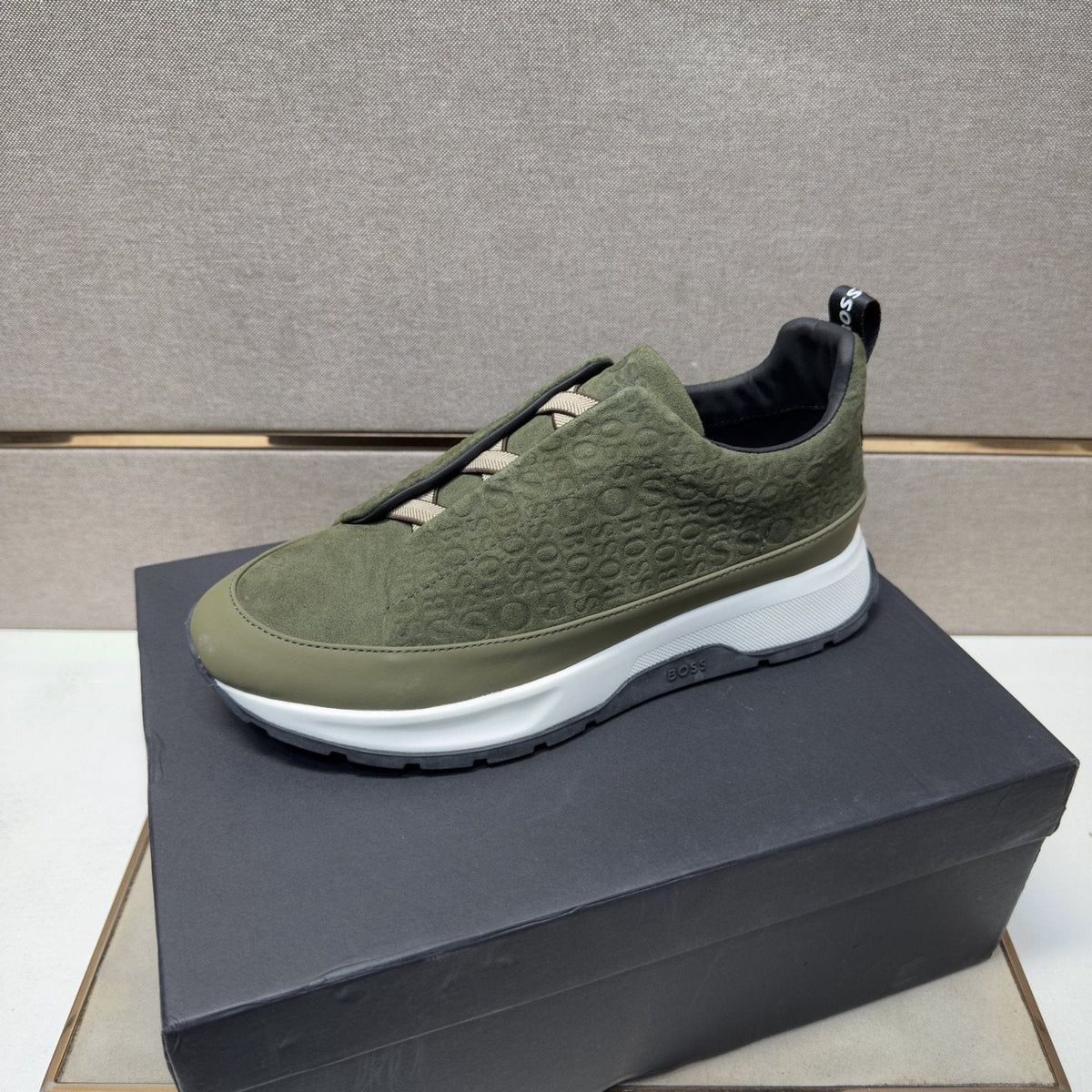 BOSS Patterned Slip-On-Style Sneakers — front