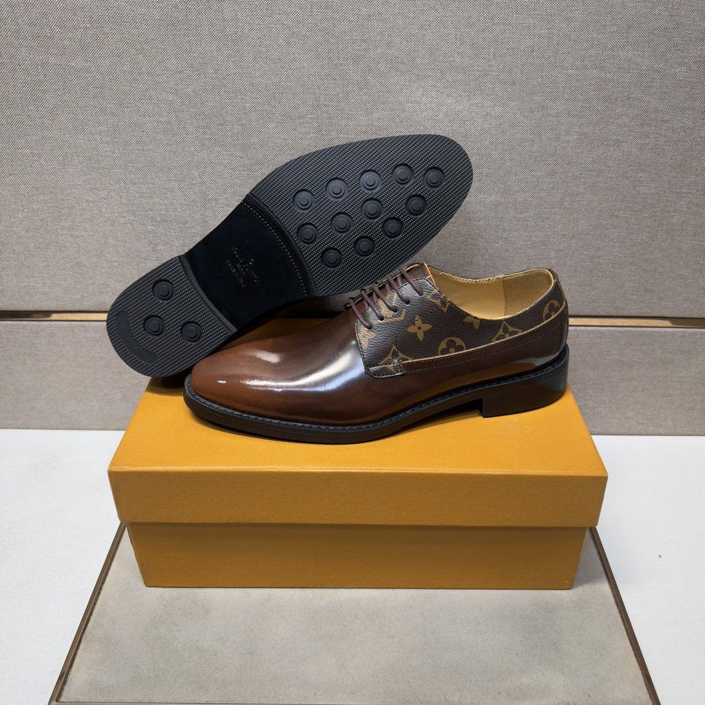Louis Vuitton Patterned-Panel Lace-Up Dress Shoes — side
