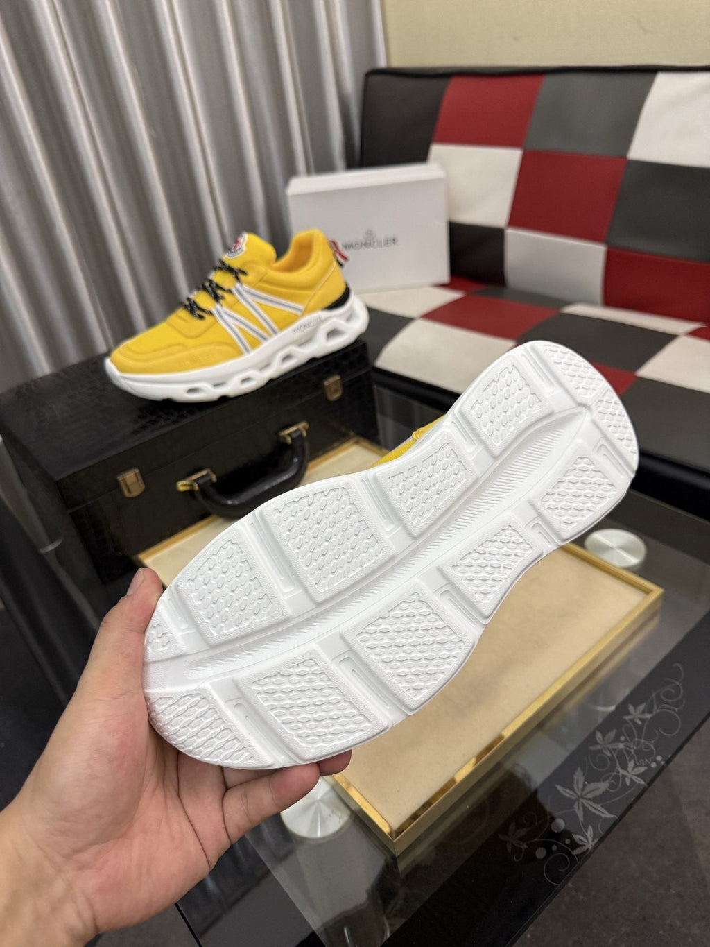 Moncler Sculpted-Sole Lace-Up Sneakers — front