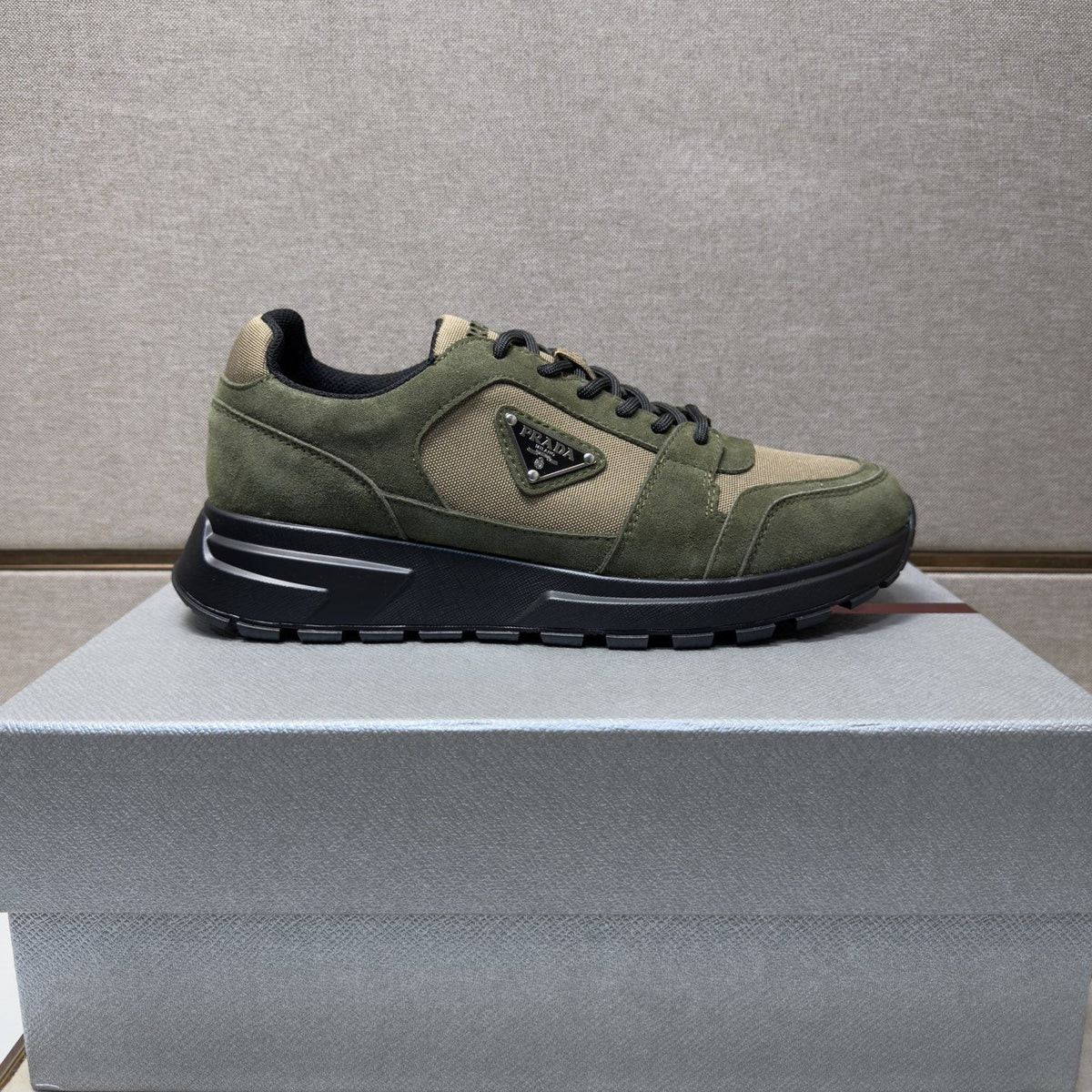 Prada Men's Paneled Low-Top Sneakers — side