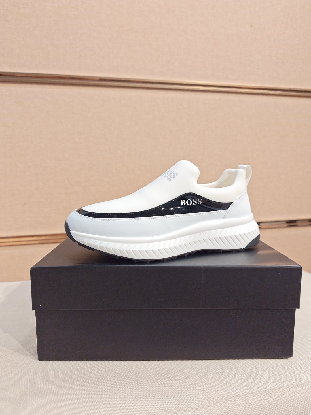 BOSS Contrast-Panel Slip-On Sneakers — front