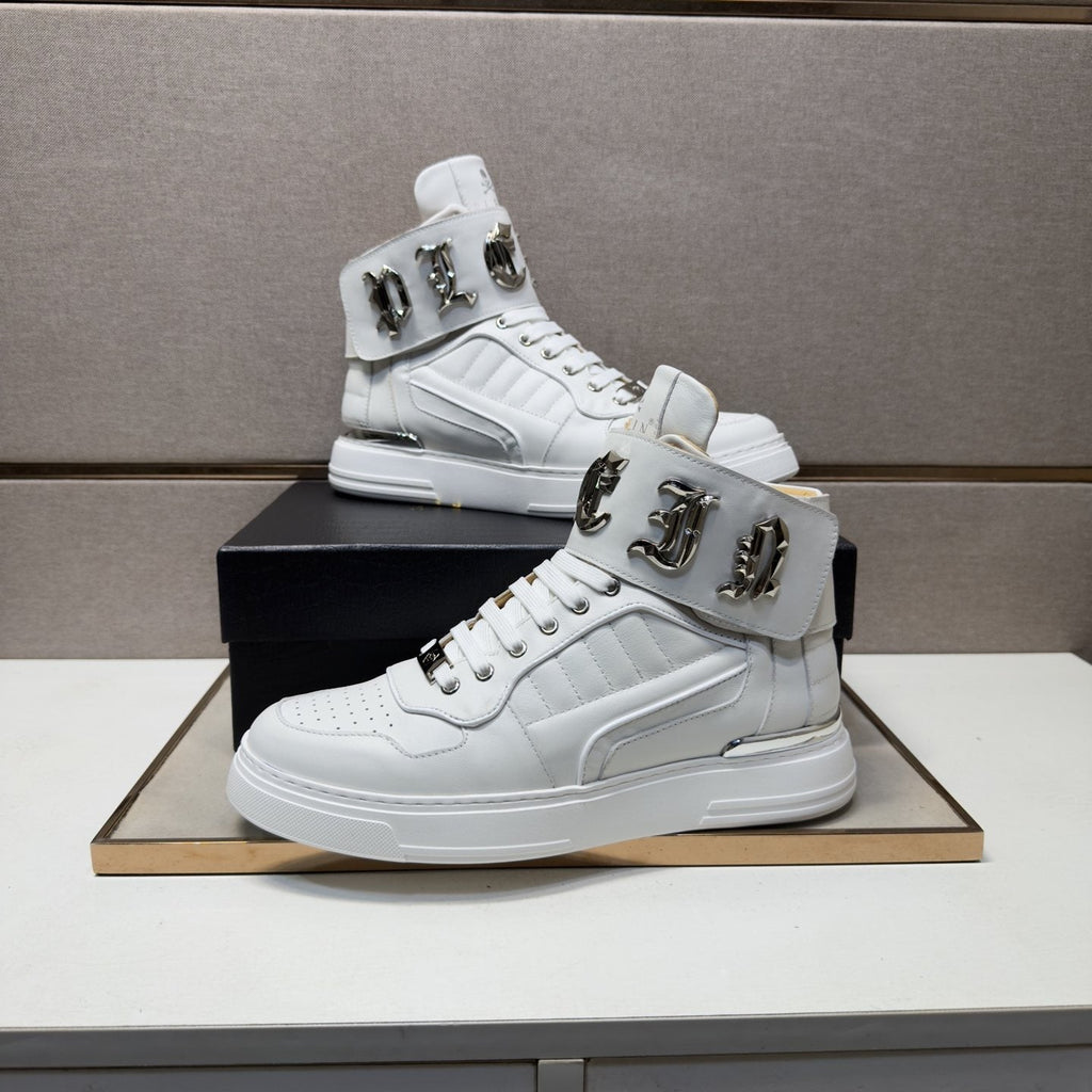Philipp Plein Buckle-Strap High-Top Sneakers — model