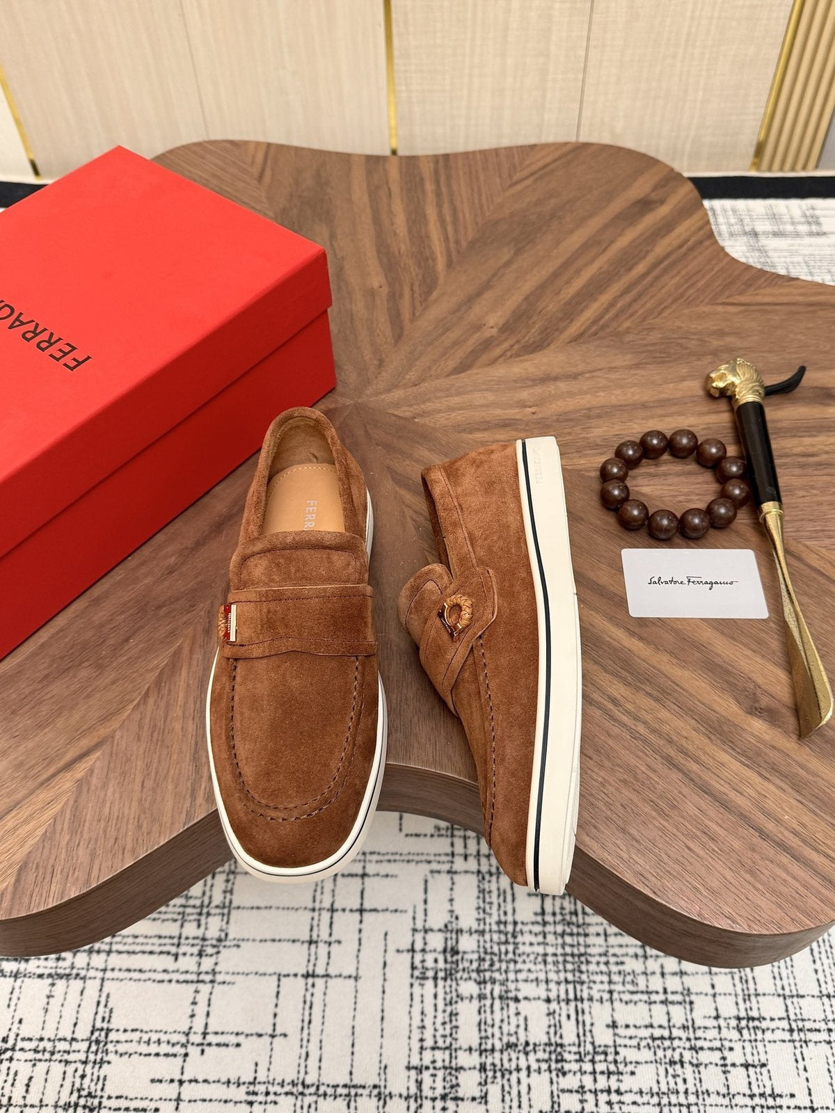 Salvatore Ferragamo Men's Strap-Detail Slip-On Shoes — front