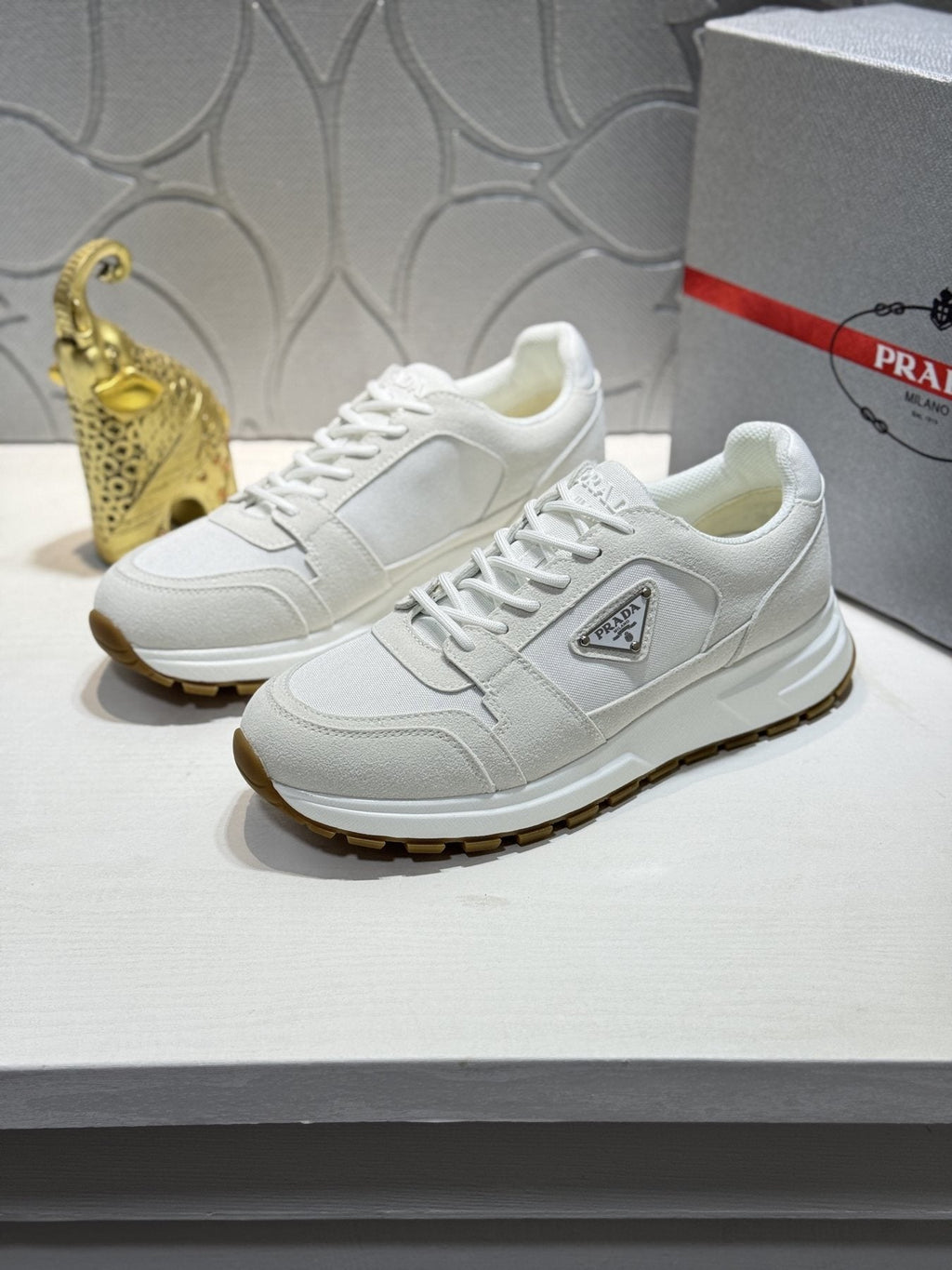 Prada Paneled Chunky-Sole Sneakers — front